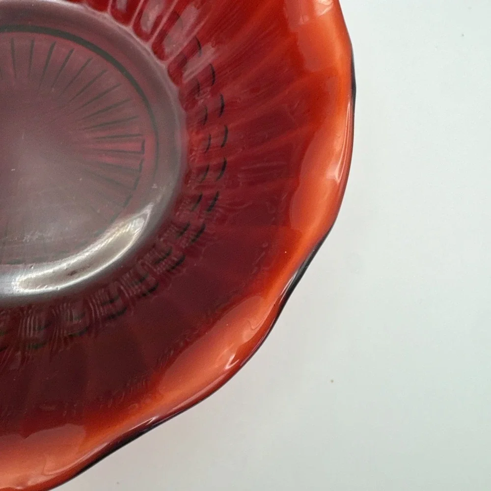 Ruby‎ Red scalloped edge bowl 6.5 inches